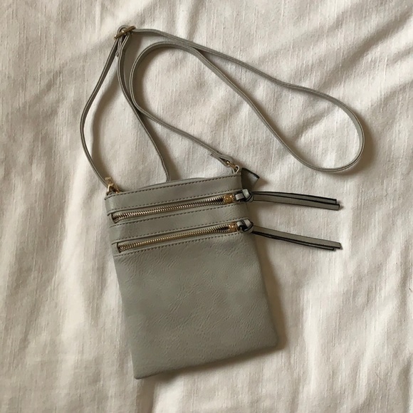 Matte Gray with gold zippers shoulder purse - Picture 1 of 3
